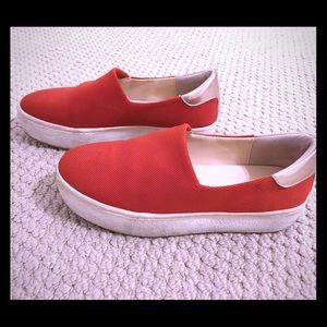 Women’s Zara red slip on wedge sneaker. Size 38.